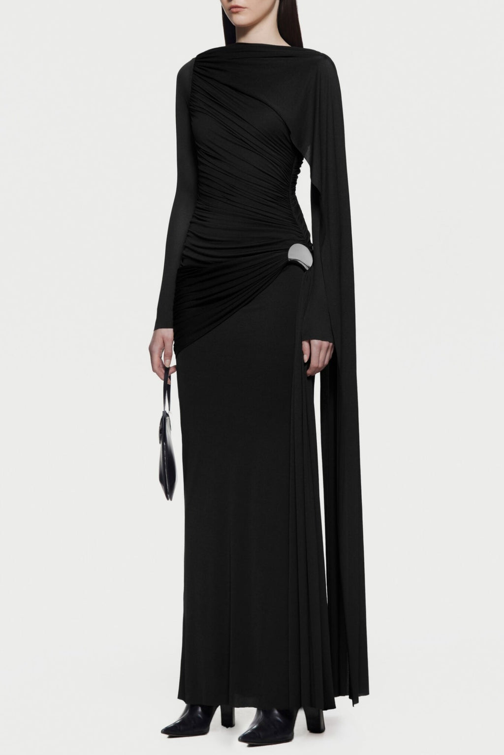 Betsey Asymmetrical Ruched Maxi Dress