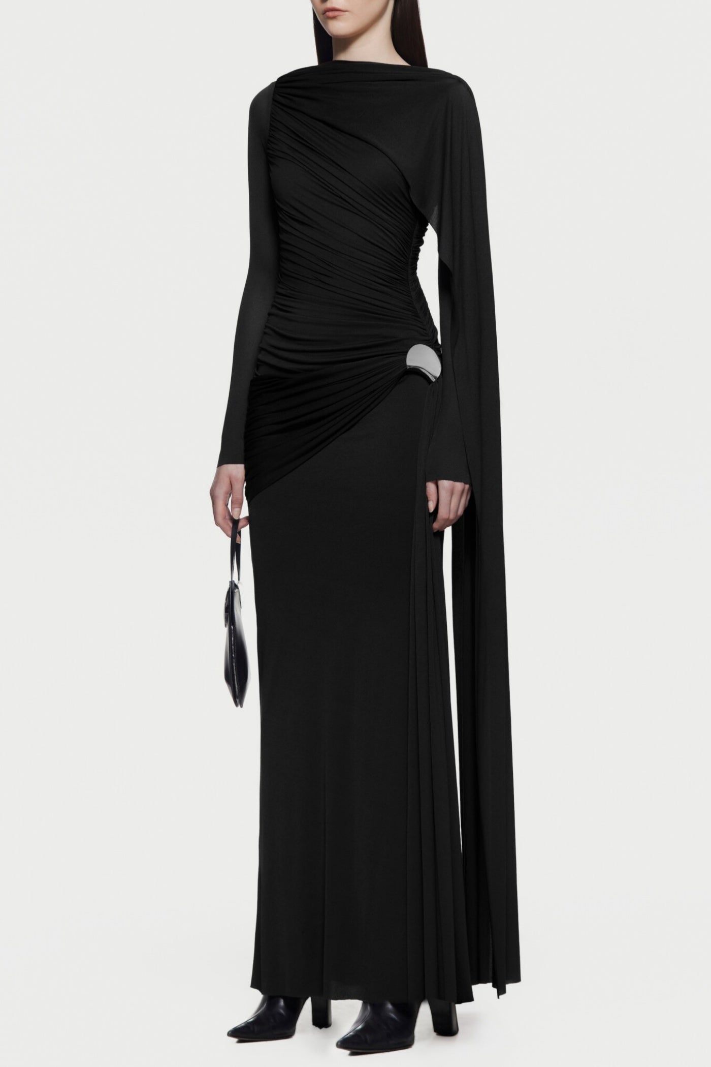 Betsey Asymmetrical Ruched Maxi Dress